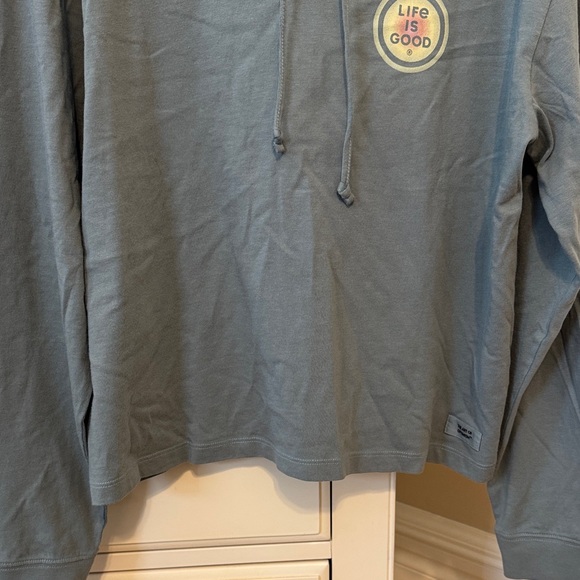 Life Is Good Slate Blue/Gray/Green Hooded Long-Sleeve Pullover - Picture 7 of 14